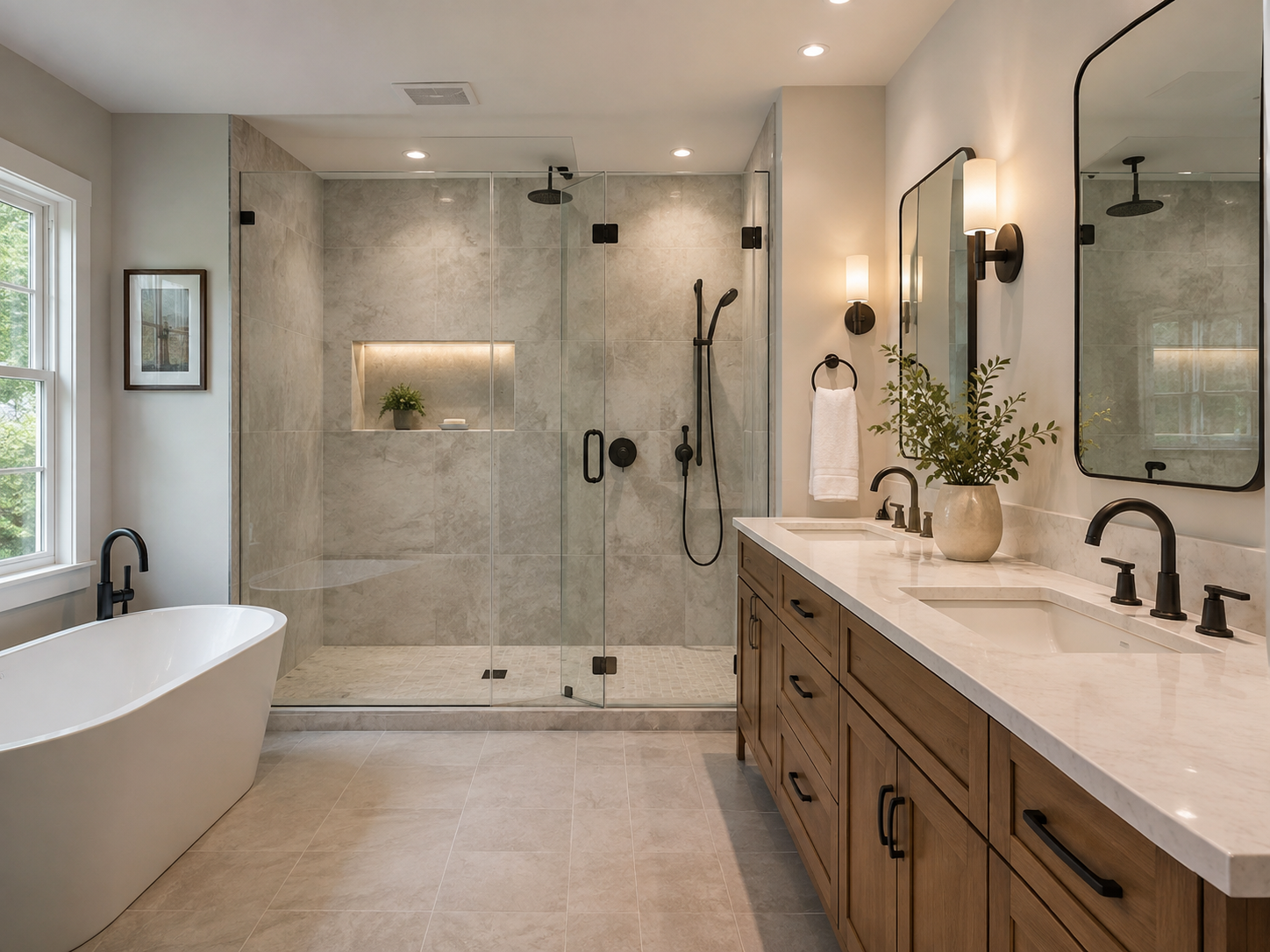 Completed tiled bathroom remodeling project